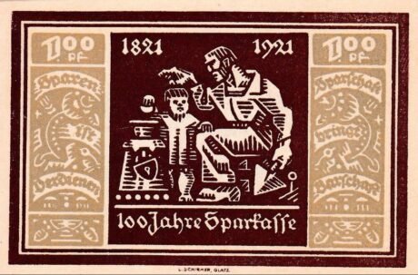 Реверс банкноты 100 пфеннигов Städtische Sparkasse (Германия) 1921 года