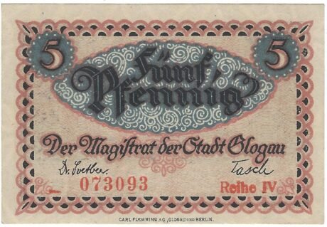 Аверс банкноты 5 fenigów (Niemcy) 1919