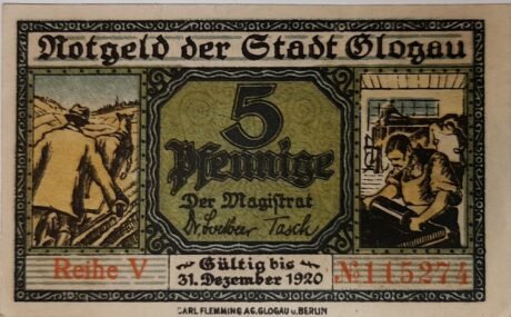 Аверс банкноты 5 fenigów (Niemcy) 1920