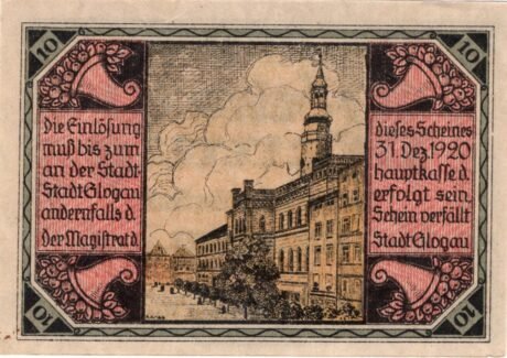 Реверс банкноты 10 fenigów (Niemcy) 1918