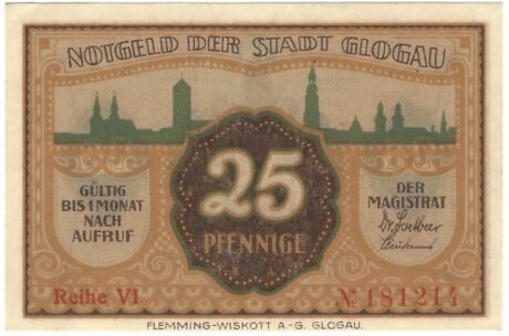 Аверс банкноты 25 fenigów (Niemcy) 1920