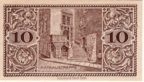 Реверс банкноты 10 fenigów (Niemcy) 1918