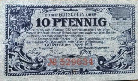 Аверс банкноты 10 fenigów (Niemcy) 1919