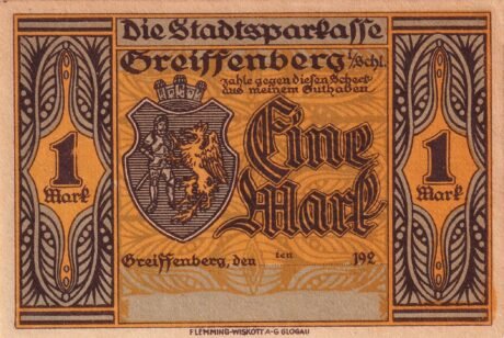 Аверс банкноты 1 sygnatura Sparkasse (Niemcy) 1921