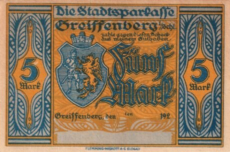 Аверс банкноты 5 marek Sparkasse (Niemcy) 1921