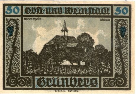 Реверс банкноты 50 fenigów Stadtbank (Niemcy)