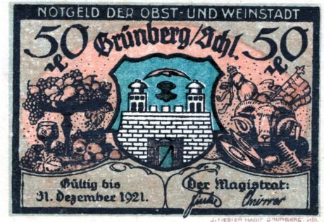 Аверс банкноты 50 fenigów (Niemcy) 1921