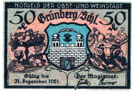 Аверс банкноты 50 fenigów (Niemcy) 1922