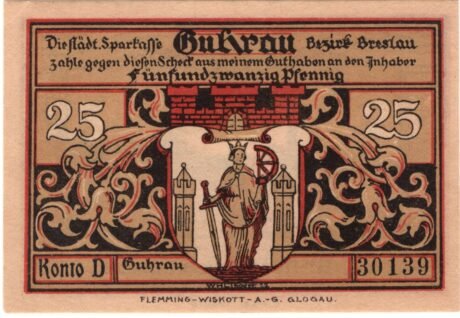 Аверс банкноты 25 fenigów Sparkasse (Niemcy)