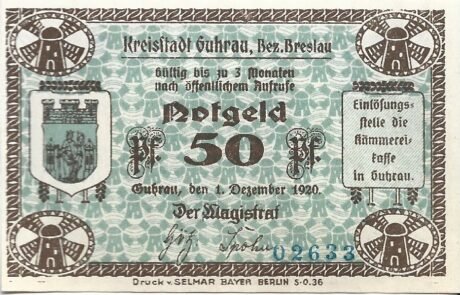 Аверс банкноты 50 пфеннигов (Германия) 1920 года