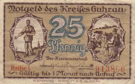 Аверс банкноты 25 fenigów (Niemcy) 1920