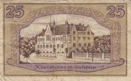 Реверс банкноты 25 fenigów (Niemcy) 1920