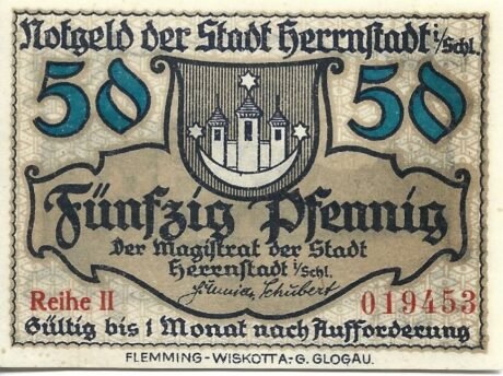 Аверс банкноты 50 fenigów (Niemcy) 1920