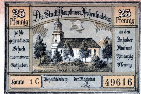 Аверс банкноты 25 fenigów (Niemcy) 1922