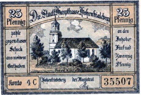 Аверс банкноты 25 fenigów (Niemcy) 1922