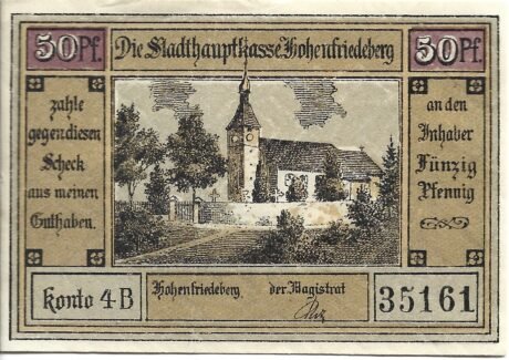 Аверс банкноты 50 fenigów (Niemcy)