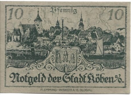 Реверс банкноты 10 fenigów (Niemcy) 1920