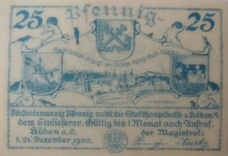 Аверс банкноты 25 fenigów (Niemcy) 1920