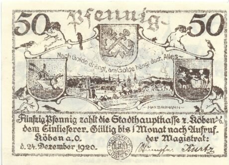 Аверс банкноты 50 fenigów (Niemcy) 1920