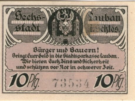 Реверс банкноты 10 fenigów (Niemcy) 1920