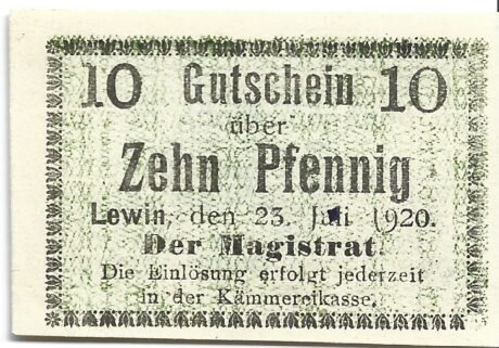 Аверс банкноты 10 пфеннигов (Германия) 1920 года