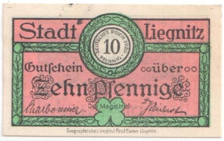 Аверс банкноты 10 fenigów (Niemcy) 1920