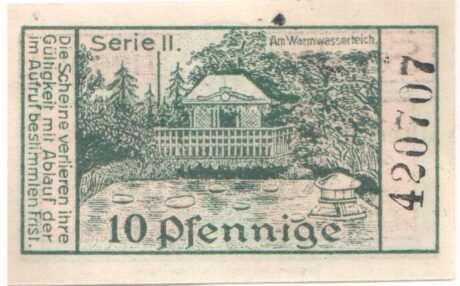 Реверс банкноты 10 fenigów (Niemcy) 1920