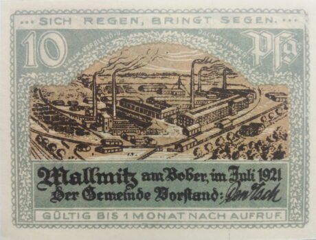 Аверс банкноты 10 fenigów (Niemcy) 1920