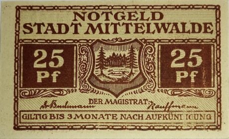 Аверс банкноты 25 fenigów (Niemcy)