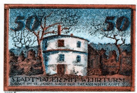 Реверс банкноты 50 fenigów Sparkasse (Niemcy) 1921