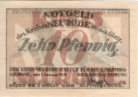 Аверс банкноты 10 пфеннигов (Германия) 1921 года