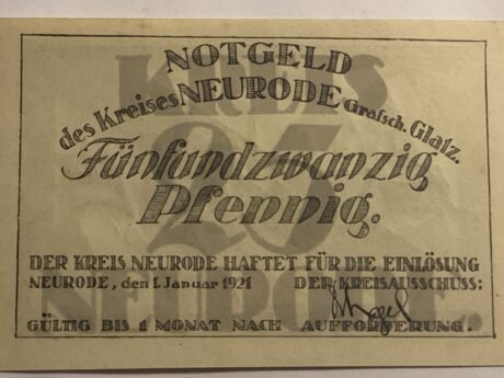 Аверс банкноты 25 fenigów (Niemcy) 1921