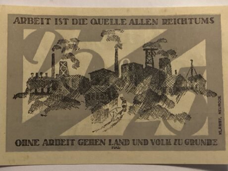 Реверс банкноты 25 fenigów (Niemcy) 1921