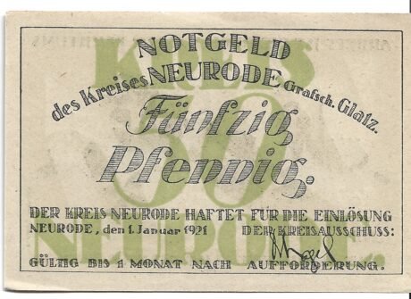 Аверс банкноты 50 fenigów (Niemcy) 1921