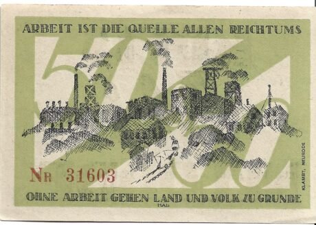 Реверс банкноты 50 fenigów (Niemcy) 1921