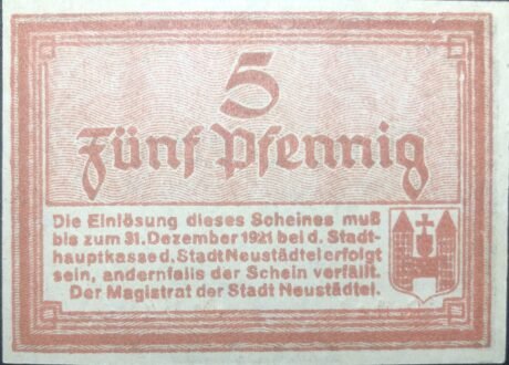 Реверс банкноты 5 пфеннигов (Германия)