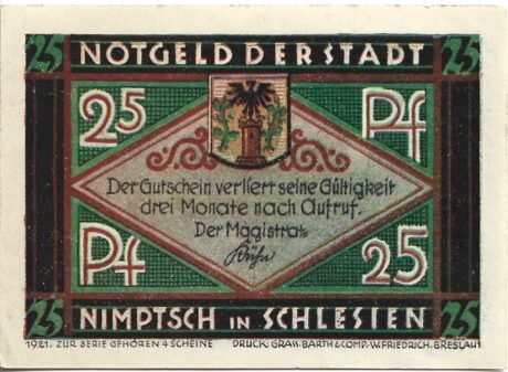Аверс банкноты 25 fenigów (Niemcy) 1921