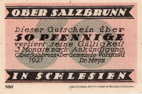 Аверс банкноты 50 fenigów (Niemcy) 1921