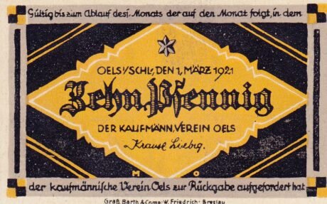 Аверс банкноты 10 пфеннигов Kaufmännischer Verein (Германия) 1921 года