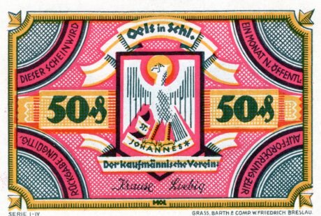 Аверс банкноты 50 пфеннигов Kaufmännischer Verein (Германия) 1922 года