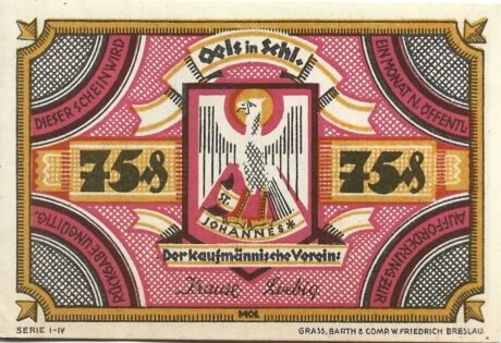 Аверс банкноты 75 пфеннигов Kaufmännischer Verein (Германия) 1922 года