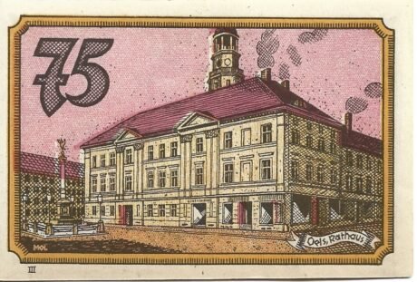 Реверс банкноты 75 пфеннигов Kaufmännischer Verein (Германия) 1922 года