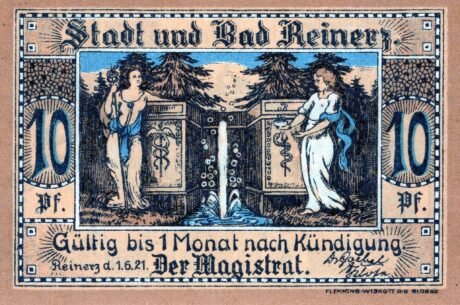 Аверс банкноты 10 fenigów (Niemcy) 1921