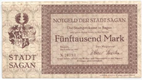 Аверс банкноты 5000 marek (Niemcy) 1923