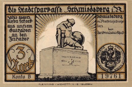 Аверс банкноты 3 marki Stadtsparkasse (Niemcy)