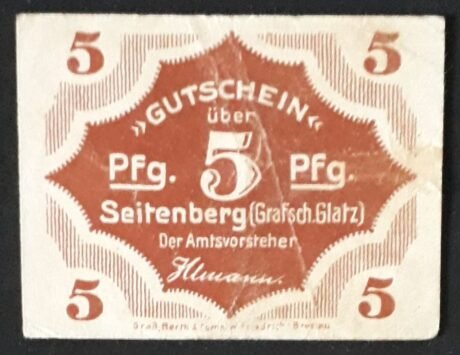 Аверс банкноты 5 fenigów (Niemcy)