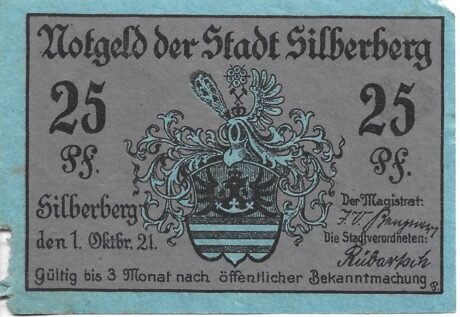 Аверс банкноты 25 fenigów (Niemcy) 1921