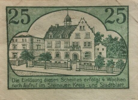 Реверс банкноты 25 fenigów Kreissparkasse (Niemcy)