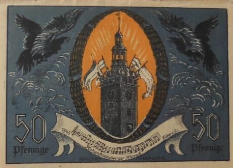 Реверс банкноты 50 fenigów Stadtbank (Niemcy) 1921