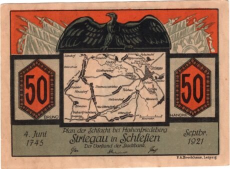 Аверс банкноты 50 fenigów Stadtbank (Niemcy) 1921